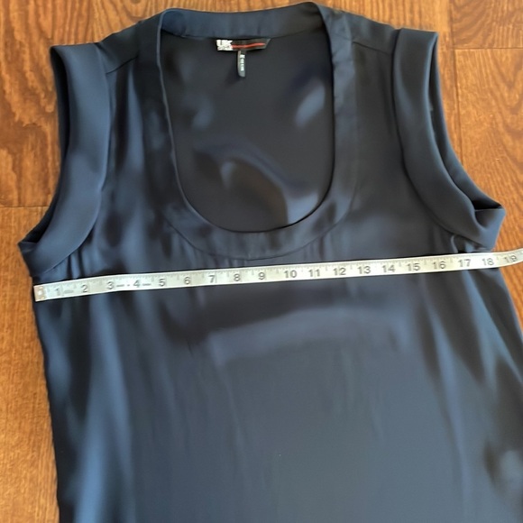 UK STYLE French Connection semi sheer tunic top sleeveless bugle beads bottom M - Picture 9 of 12